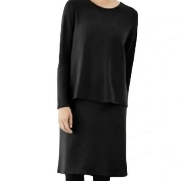 J. Jill Dresses & Skirts - J Jill PureJill Women's Luxe Tencel Long Sleeve Black Layer Dress Size Medium
